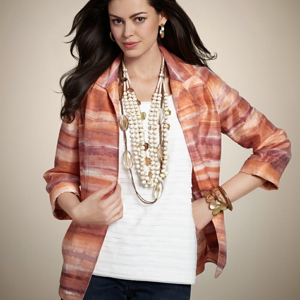 Chico's Ombre Linen Open Jacket NWT